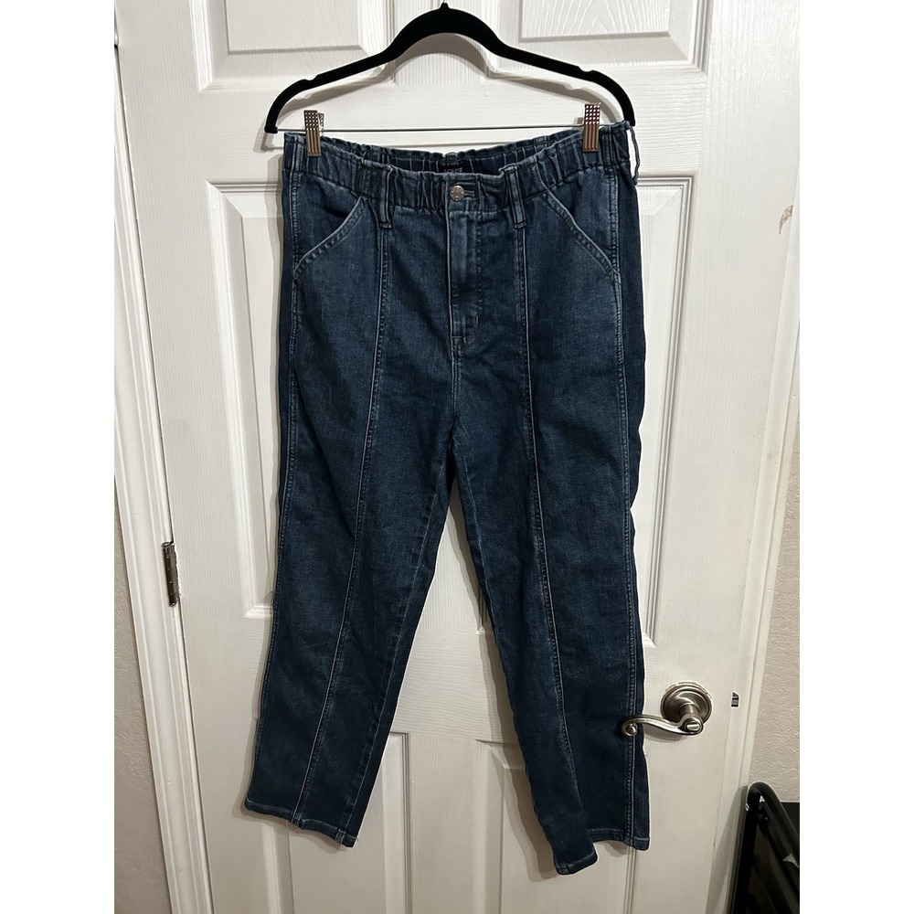 J. Crew Womens 31 High Rise Elastic Waist Stretch Ankle Jeans Dark Washed Denim - Picture 4 of 12